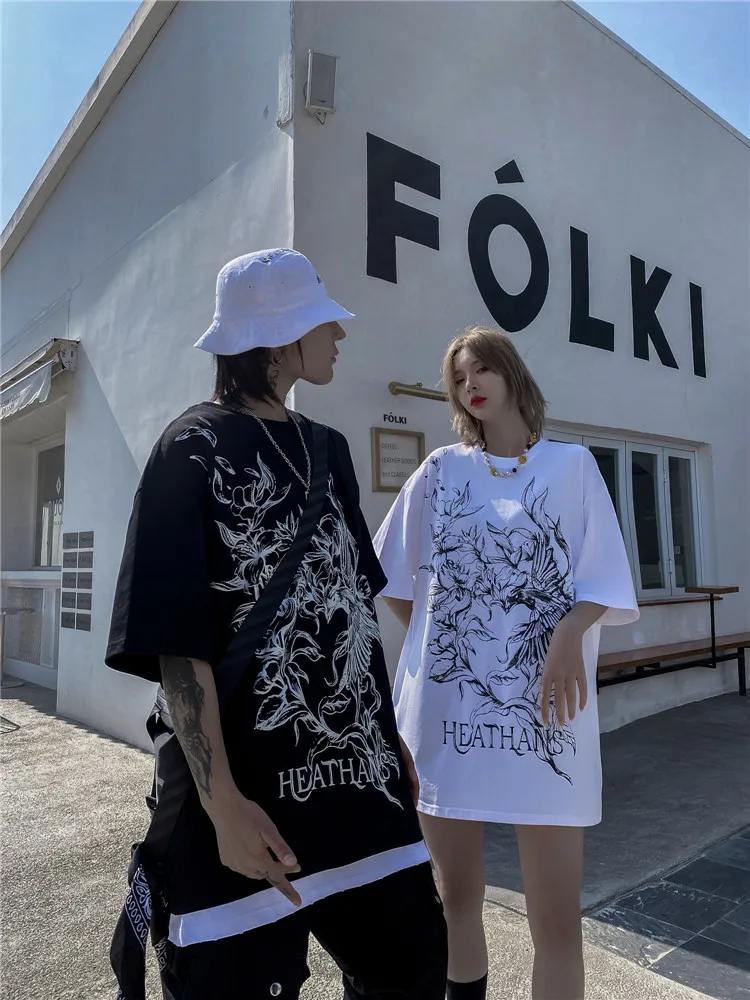 

Funny Print Women's T-shirts Summer Hip Hop Streetwear Short Sleeve Femme T-shirts Casual Pure Cotton Oversized Women Top Mujer