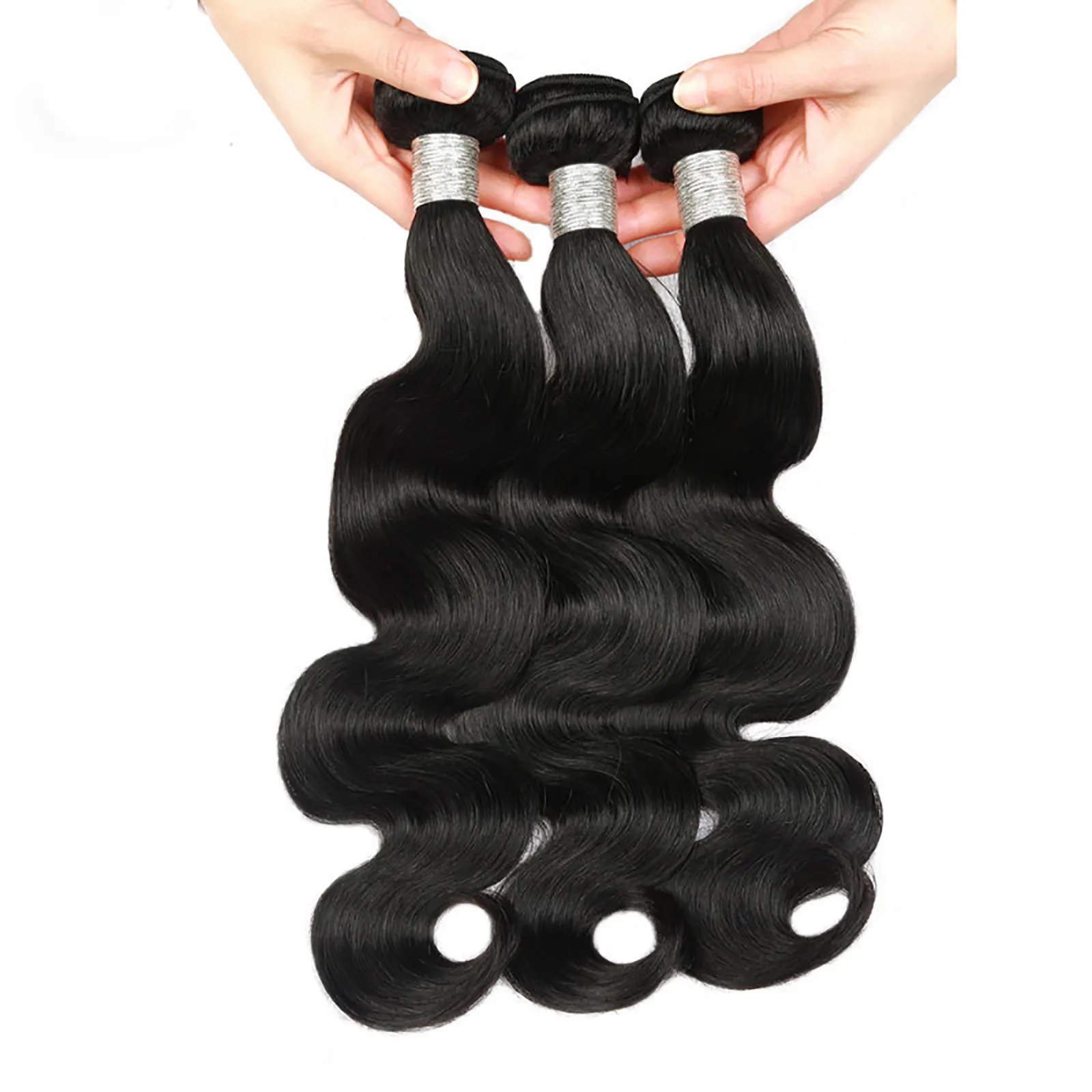 

Human Hair Bundles Brazilian Hair Weave Bundles Natural Black Color Wavy Hair with Closure Remy 100% Human Hair Bundles Frontal