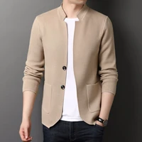 5939 knitted cardigan men lapel collar casual sweater coat slim buttons mens sweater coat long sleeved knitted kimono cardigan