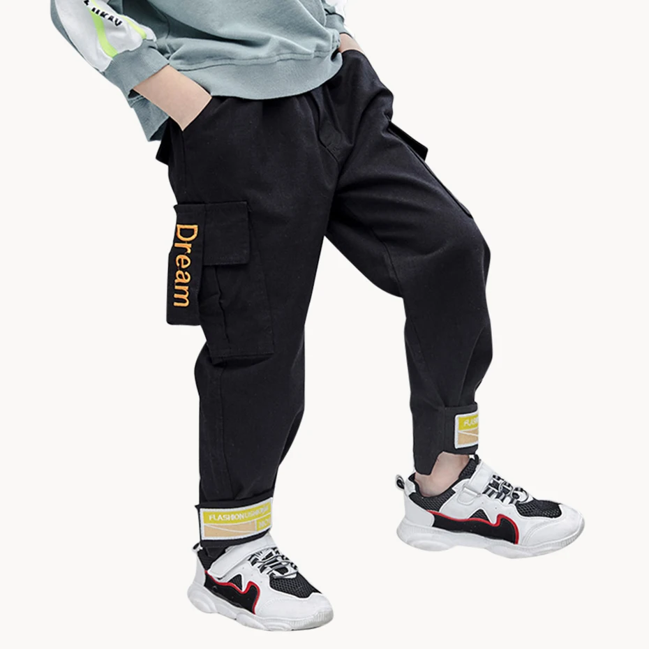 Штаны для мальчиков штаны с буквенным принтом карго детские осенняя одежда