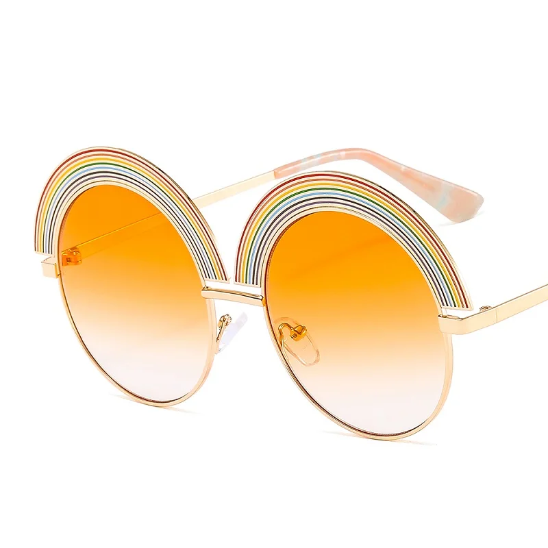 

2021 New Fashion Round Rainbow Sunglasses Women Men Luxury Colorful Lens Alloy Frame Metal Hinge Brand Designer Sunglasses