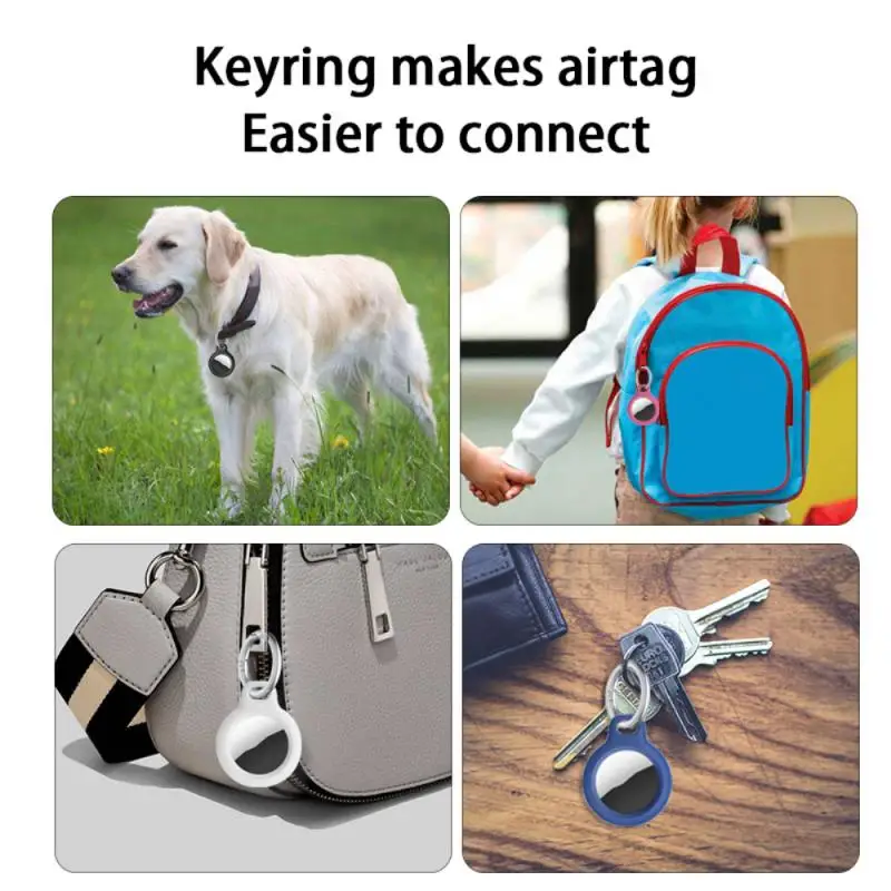 

Silica Gel Secure Holder For Apple Airtags Case Protective Cover With Strap Tracker Accessories Anti-lost Keychain Airtag Case