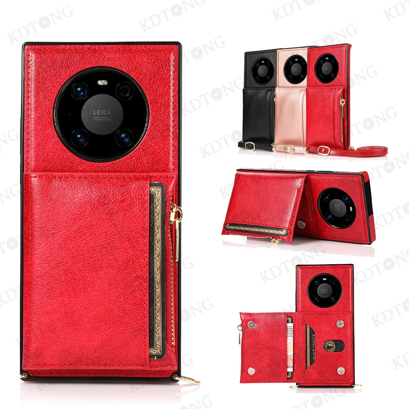 

Diagonal Span Zipper Leather Case For Huawei Mate 40 30 20 P40 P30 Pro Plus Lite With Card Pocket Bracket Phone Cases Cover