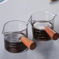 espresso measuring cups with wooden handle espresso shot glass with scale double spouts measuring triple pitcher milk cup