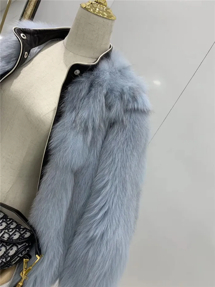 Abrigos mujer invierno шуба из натурального Лисьего меха женская зимняя короткая Повседневная мотоциклетная Лоскутная куртка из натуральной кожи Верхняя одежда