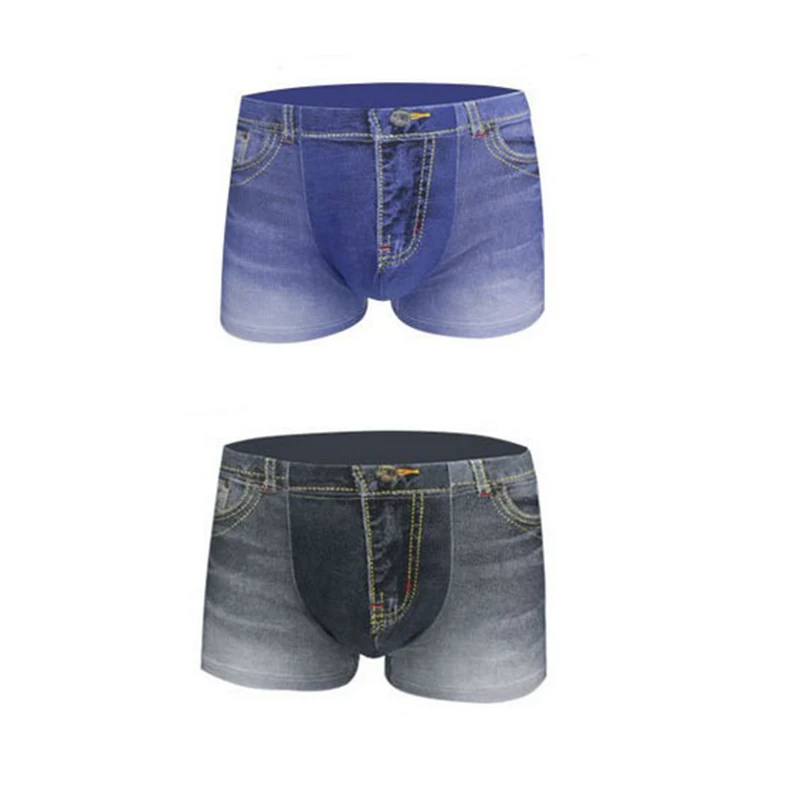 

Men printed Denim short underpants summer male cotton sexy underwear U convex pouch underwear boxers