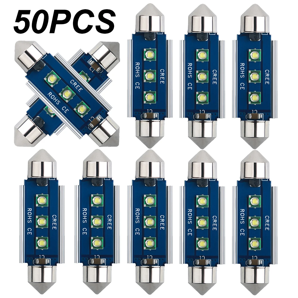 50Pcs New Festoon LED Bulbs 31mm 36mm 39mm 41mm C5W C10W Super Bright
Car Dome Light Canbus No Error Auto Interior Reading Lamps