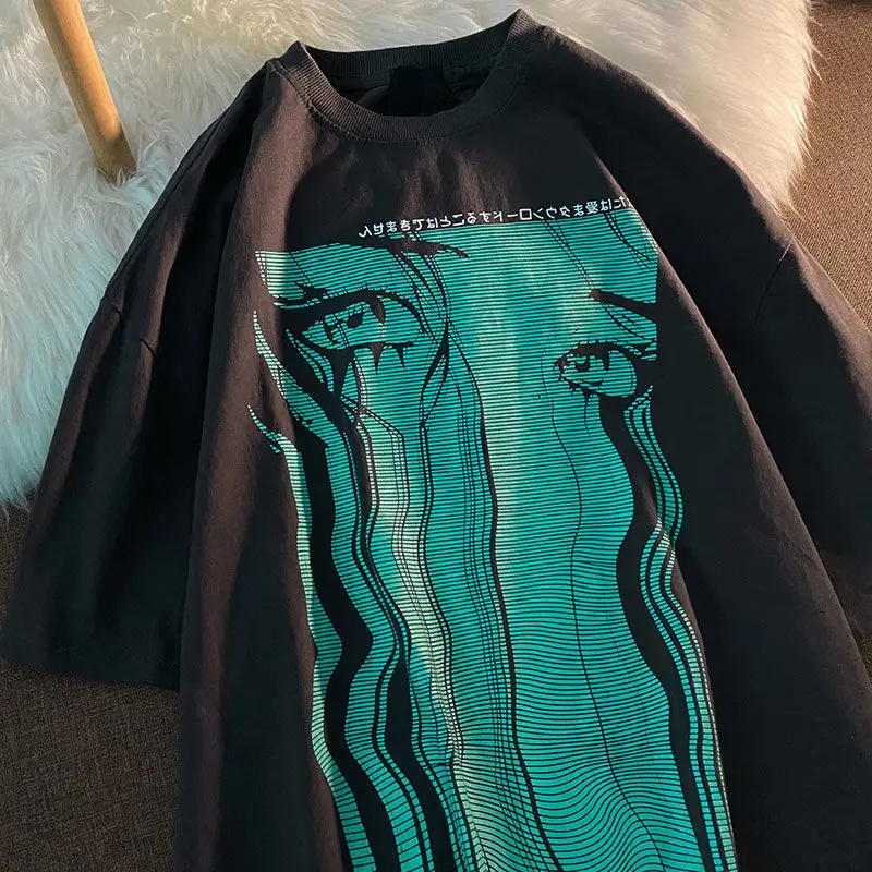 

Футболка Ulzzang женская оверсайз с принтом, Повседневная Свободная рубашка с коротким рукавом, с круглым вырезом, одежда в стиле Харадзюку, на ...