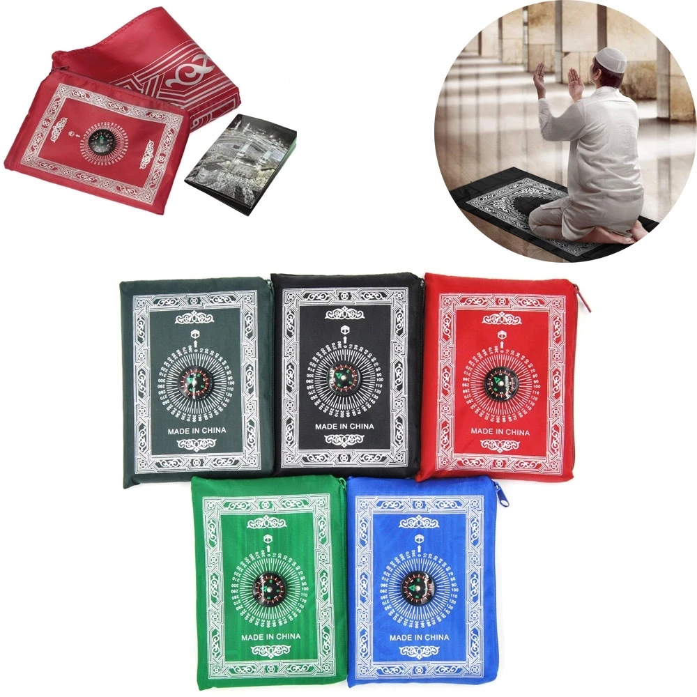

Waterproof Muslim Rug Portable Carpet Prayer Islam Mat with Compass Pocket-Sized Bag Eid Decoration Salah Blanket Islamic Mat
