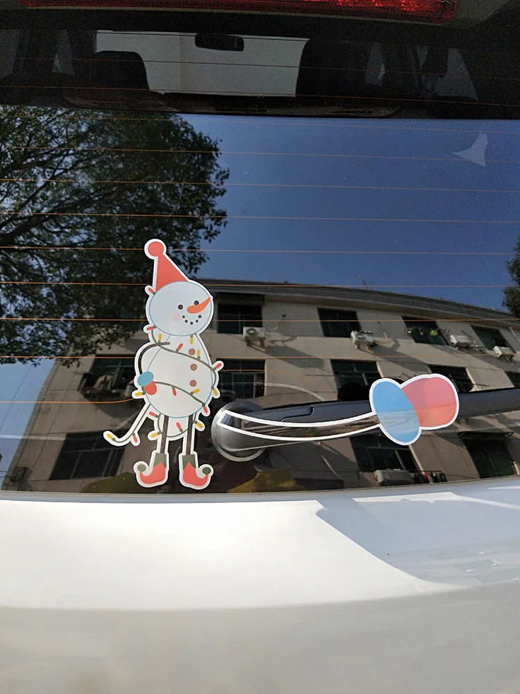 

ZTTZDY Little bulb Christmas snowman Car Rear Window Sticker Decorate YJ3-0030