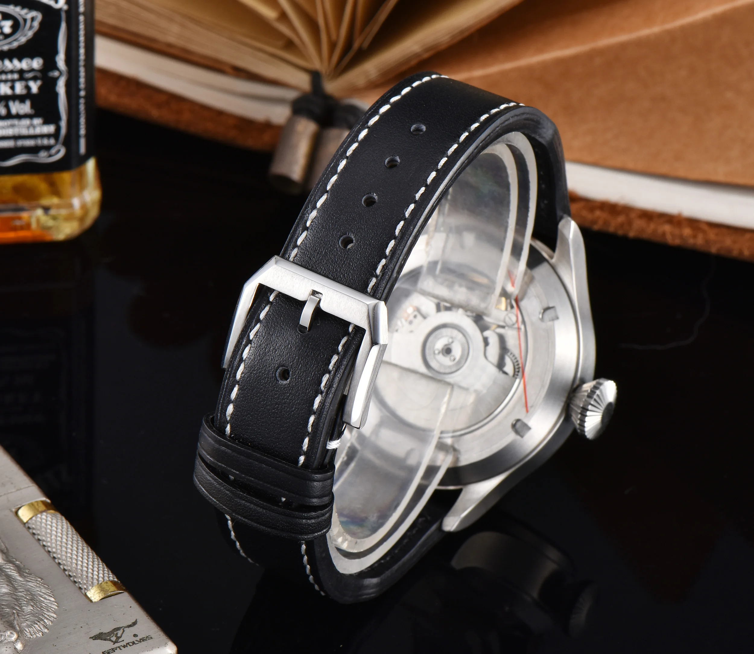 Corgeut42MM автоматические механические наручные часы мужские светящиеся Дата синий циферблат нержавеющая сталь настоящий пояс 316L нержавеющая сталь Водонепроницаемый