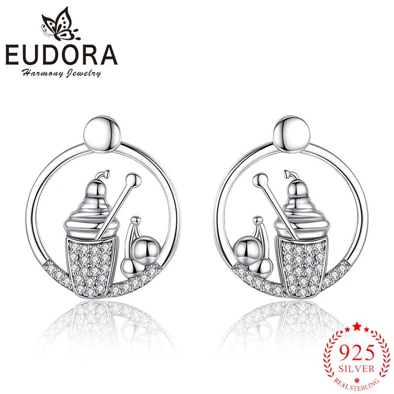 

1EUDORA 2021 новые серьги-подвески в виде мороженого из серебра изысканные ювелирные изделия подарок для женщин CYE151