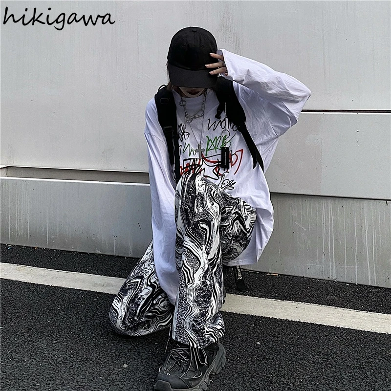 

Hikigawa Streetwear Women Plus Size Clothes Pantalon Femme 2021 Vintage Korean Trousers for Female Men Harajuku Joggers Pants