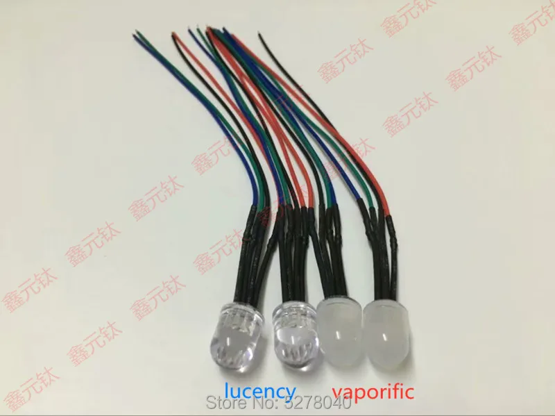 12 В RGB 4pin 4,8 мм/5 мм/10 мм светодиодный светильник lucency/vaporipic высокий светильник четыре линии анод/катод полноцветные лампы бусины 50 шт./лот