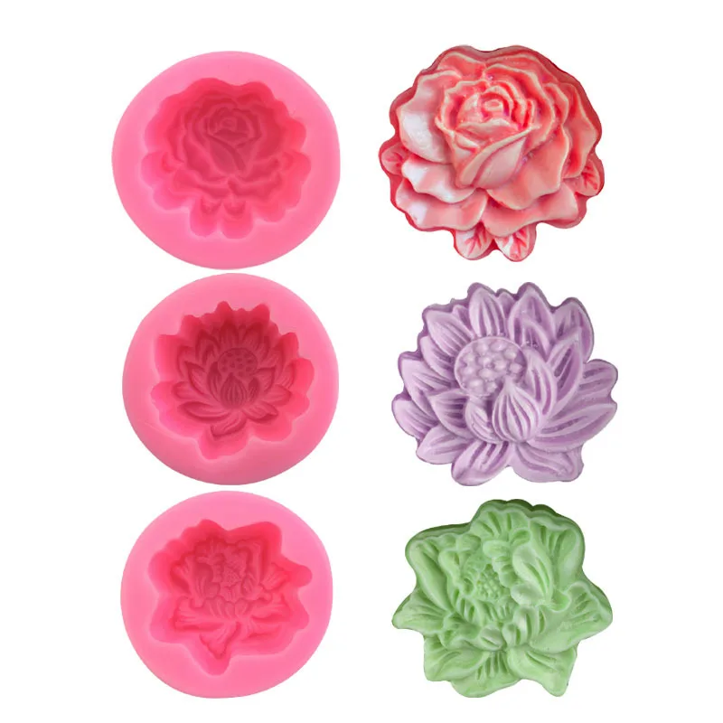 Лотос мороженое мусс силиконовая форма Пион цветок помадка в Форме Розы Торт