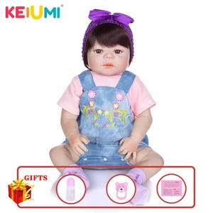 KEIUMI 23 дюйма Новое поступление куклы Новорожденные девочки полностью силиконовые виниловые 57 см реалистичные куклы Новорожденные коллекция подарок на день рождения