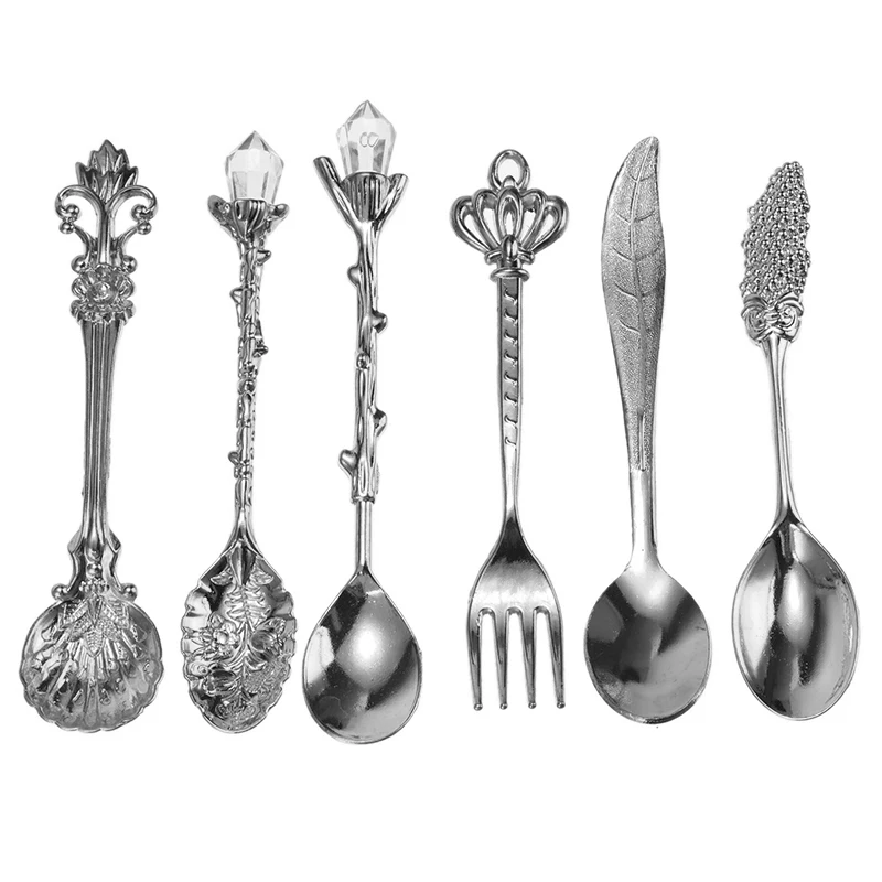 6 шт./компл. винтажная королевская стильная резная кофейная ложка десерт столовая