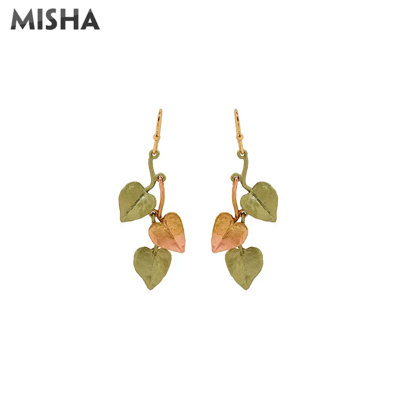 

Простые серьги MISHA с крючком для женщин, серьги ручной работы в форме сердца с листьями, серьги для девушек и женщин, подарки на свадьбу и веч...