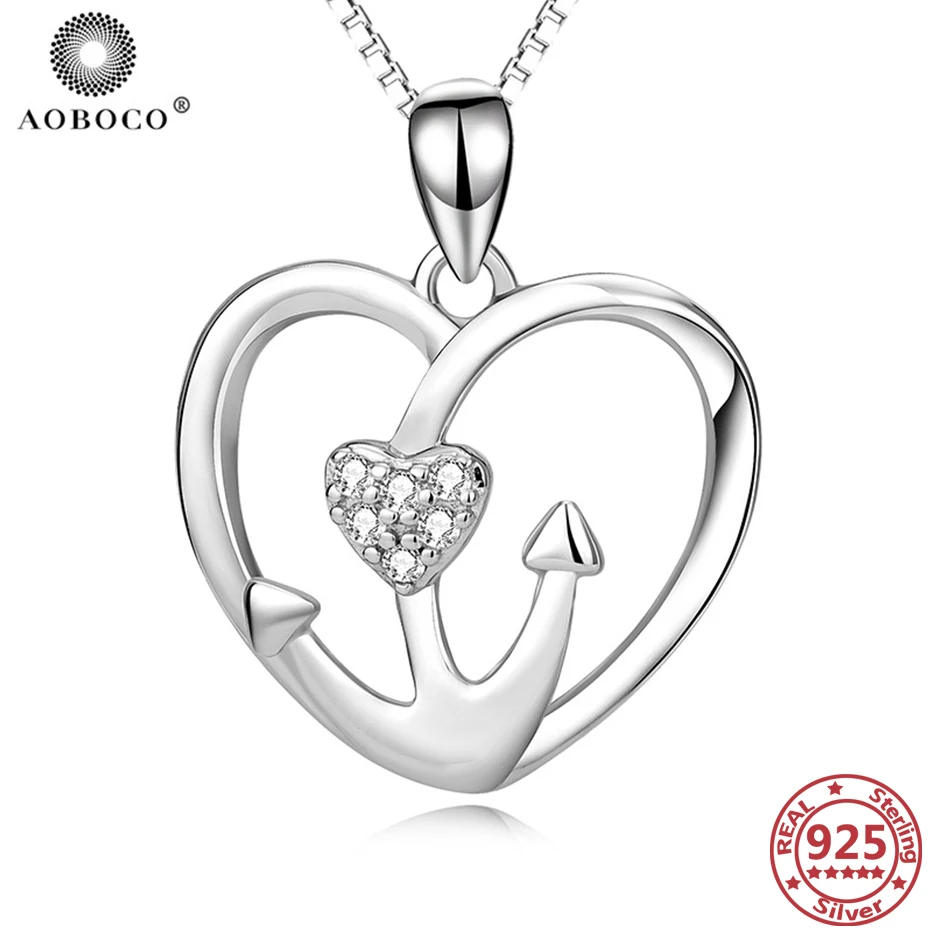 

Ожерелье AOBOCO из стерлингового серебра 925 пробы с подвеской в виде сердца якоря женский подарок на день матери подарок на день Святого Валент...