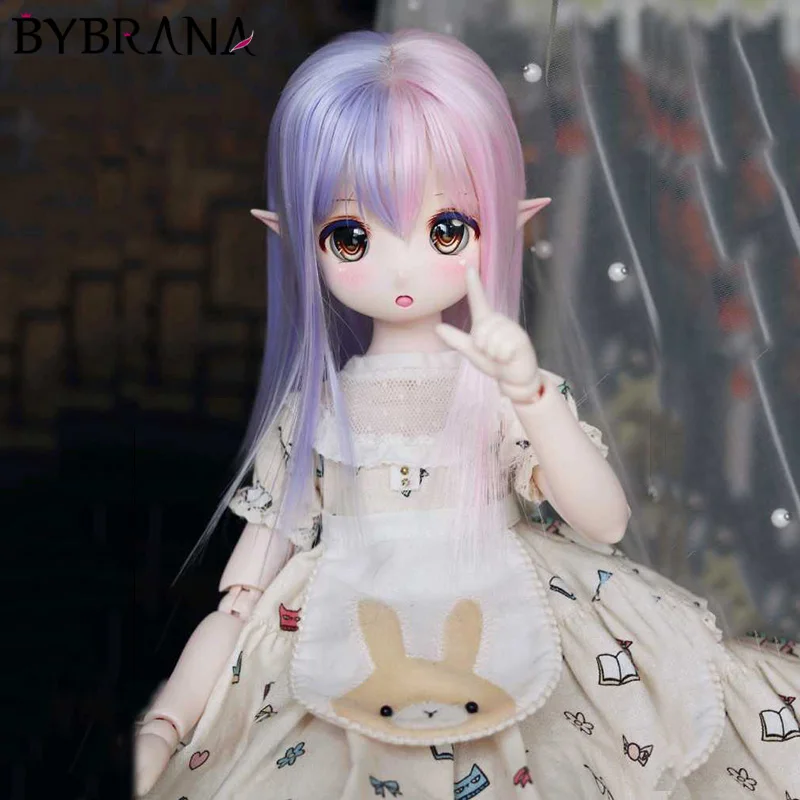 Парик Bybrana Bjd для кукол 1/3 1/4 1/6 1/8 с челкой двухцветные сшитые длинные прямые волосы