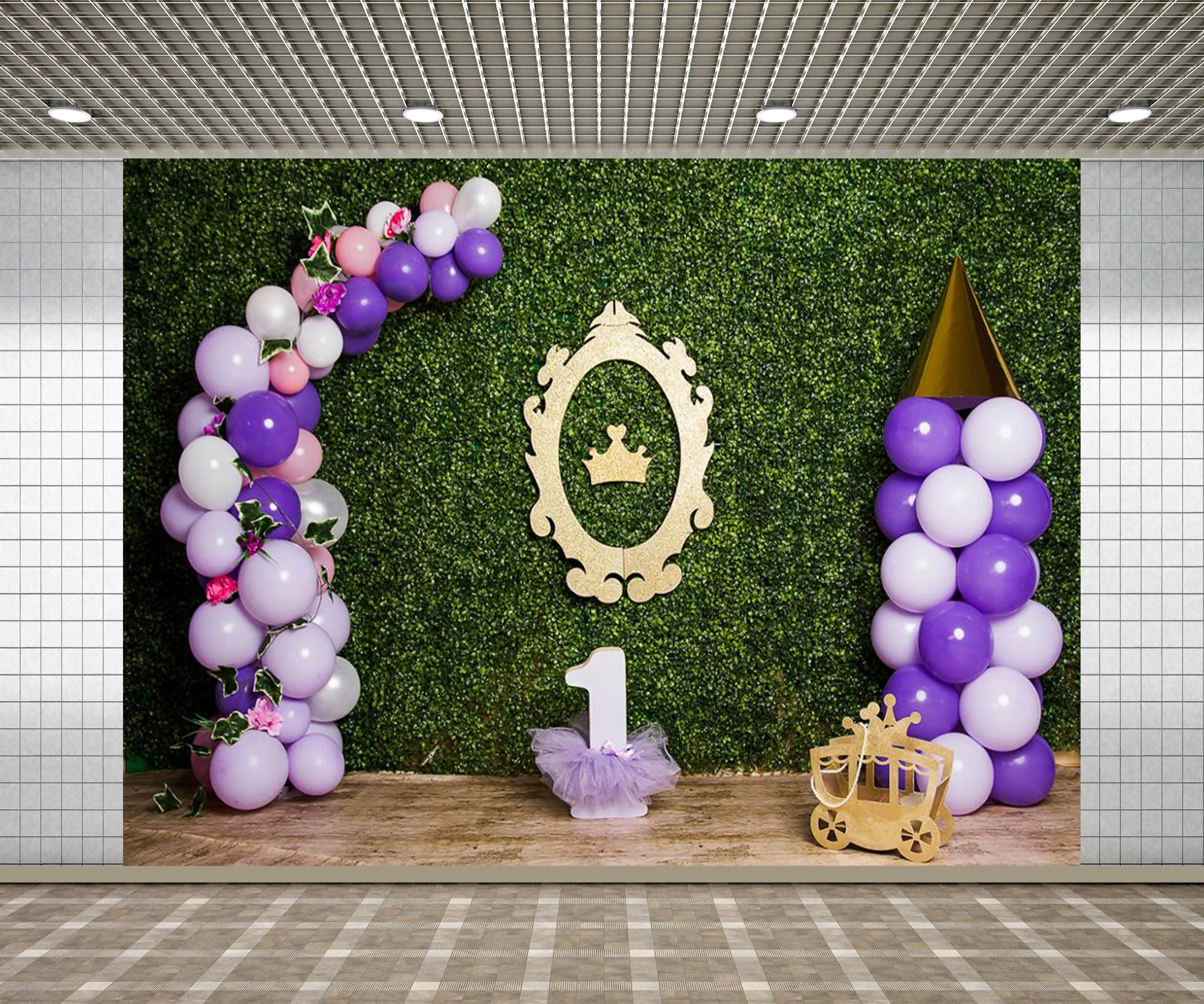 Lyavshi Children Photography Backdrop Princess 1st Birthday Photozone Party Gold Crown Leaves Girl Photo Background Photocall |