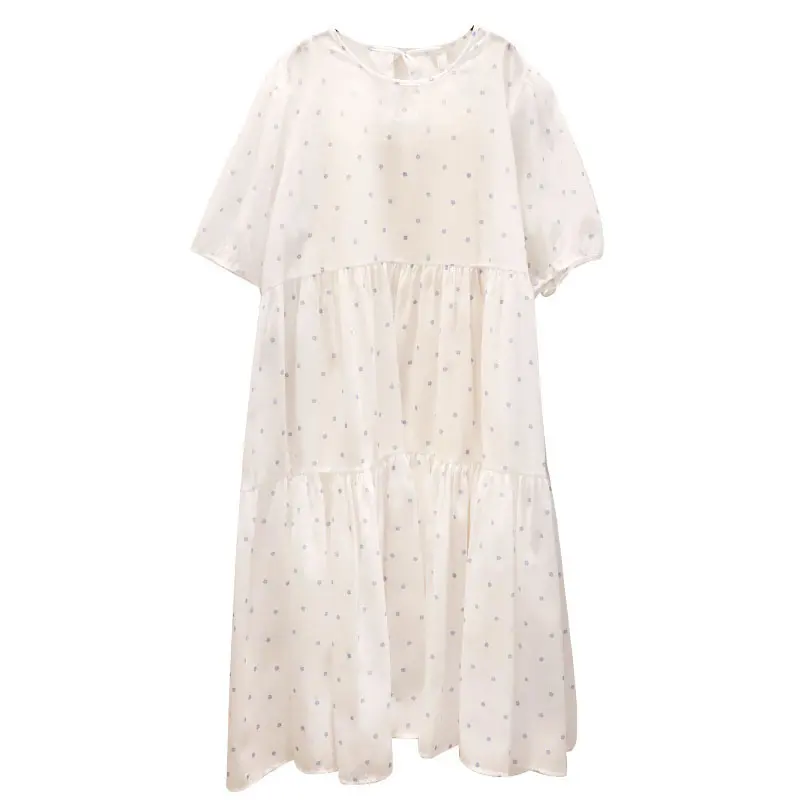 

XITAO White Pot Dress Fashion New Women Pleated Pullover Goddess Fan Casual Vintage Elegant 2021 Summer Dress CLL1213