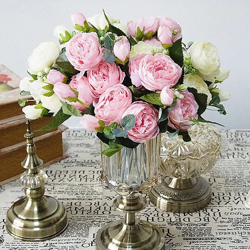 

1 bunch of rose silk peony bouquet artificial flowers 5 heads 4 buds for party party family wedding decoration fake flowers