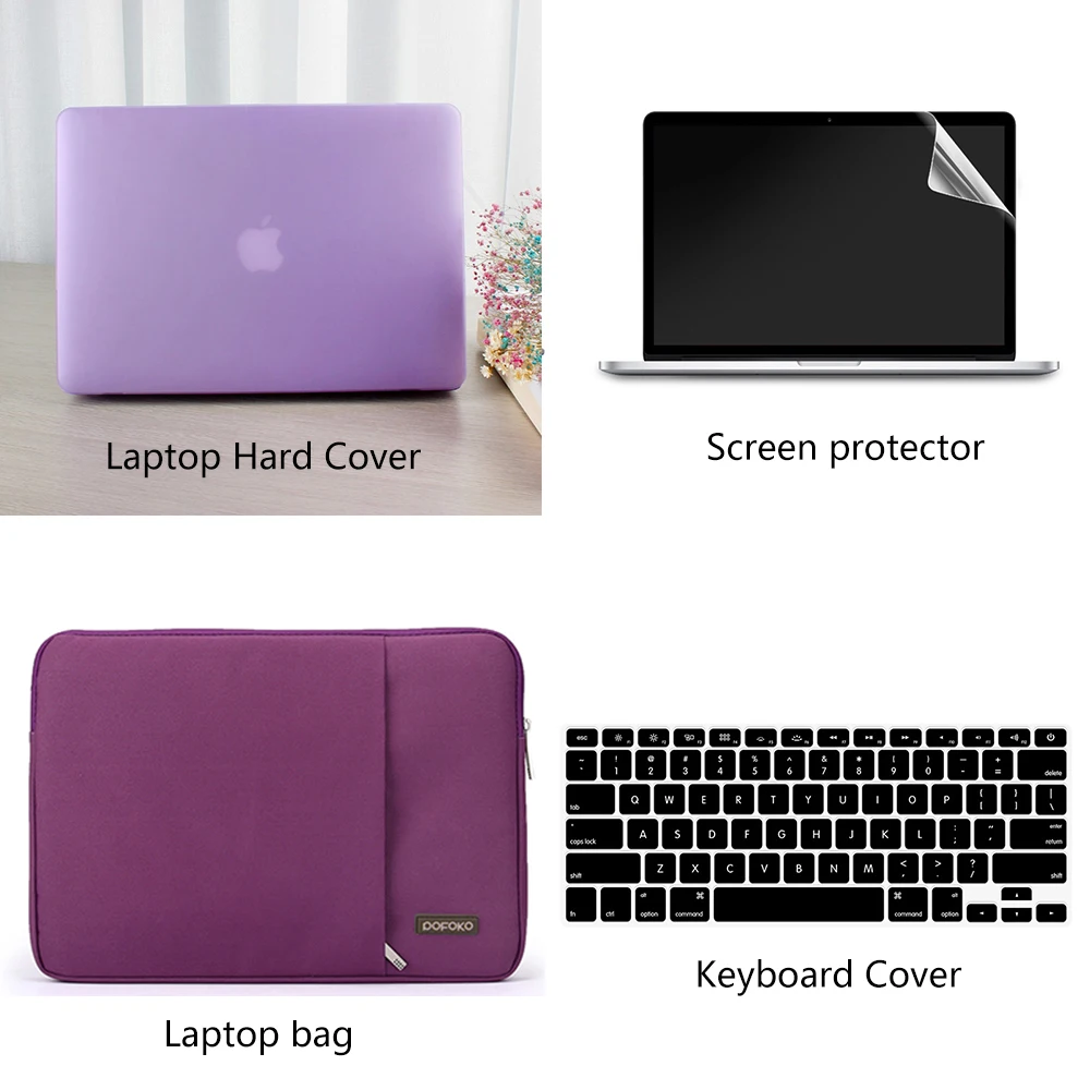 Laptop sleeve case For Apple Macbook Air 11&quot Pro 15 Retina 12'' Frosted Surface Matte Hard Cover Case new 13 touch bar A1706 |