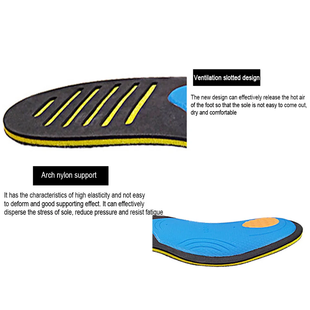 

1pair Orthopedic Support Sports Anti Bacteria Flat Foot Insert EVA Shock Absorption Elastic Non Slip Arch Correction Insoles