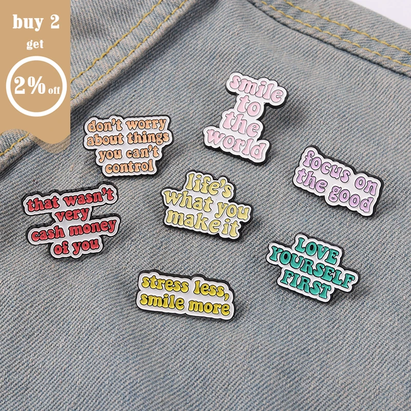 Эмалевые булавки с надписью не волнуйтесь и улыбьтесь в мир Вдохновляющие