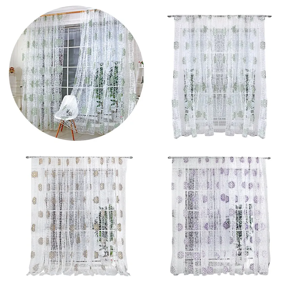 Tulle Sheer Curtain For Living Room Flower Ball Kitchen Voile Curtains Bedroom Home Decor | Дом и сад