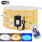 Tuya WiFi Smart Life диммер управления COB светодиодный ленточный светильник WiFi приложение DC 12 В 24 в 320 светодиодов гибкий FOB светодиодный светильник s RA 90 Светодиодная лента декоративная