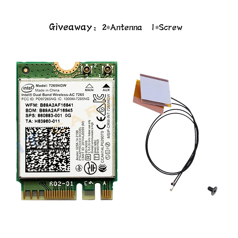 Двухдиапазонная 2 4G/5 ГГц 802.11ac Intel Wireless AC 7265 7265NGW 867 Мбит/с Wifi Карта BT 4 NGFF M.2
