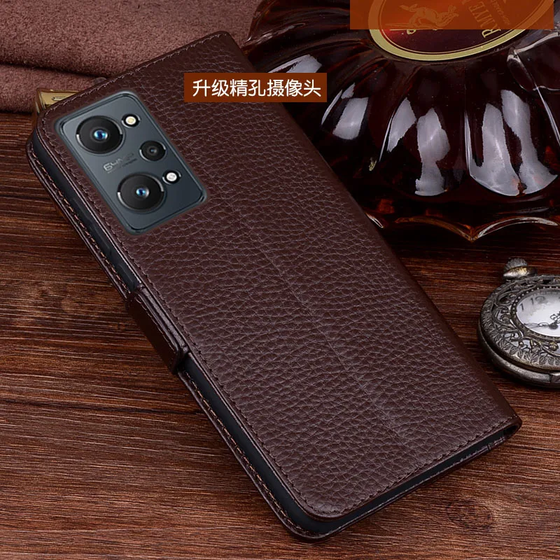 new luxury lich genuine leather flip phone case for oppo realme neo2 neo 2 2t real cowhide leather shell full cover pocket bag free global shipping