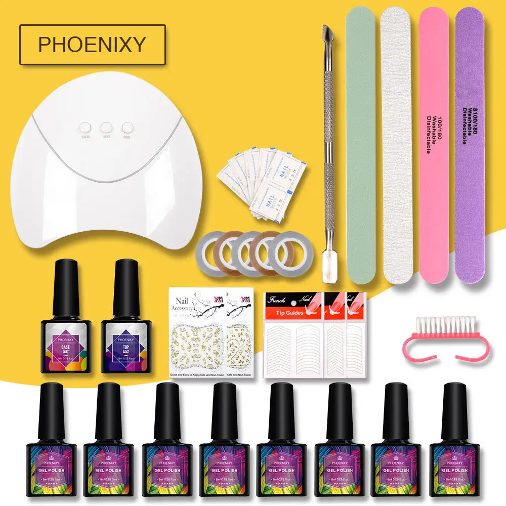 36w-8 nail polish Маникюрный набор, электрический набор для ногтей, УФ светодиодный светильник на 8 мл, набор для гель-лака для ногтей, дрель для ногтей, электрическая ручка для маникюра, инструмент для дизайна ногтей - Цвет: 36w-8 nail polish