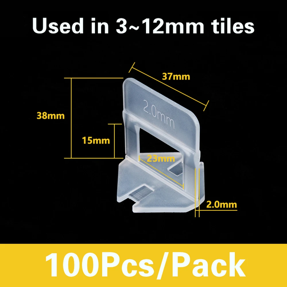 100pcs/pack Pro Tile Leveling System Clip Kit Wall Floor Tiling Spacer Tool 2mm used in 3~12mm tiles |
