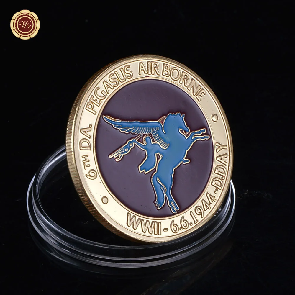 Оптовая продажа позолоченная монета Pegasus Air Borne Второй мировой войны D. День