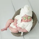 Новый банный халат для новорожденных 0-6 месяцев, детская одежда для фотосъемки, белый Хлопковый утепленный банный халат для фотосъемки малышей