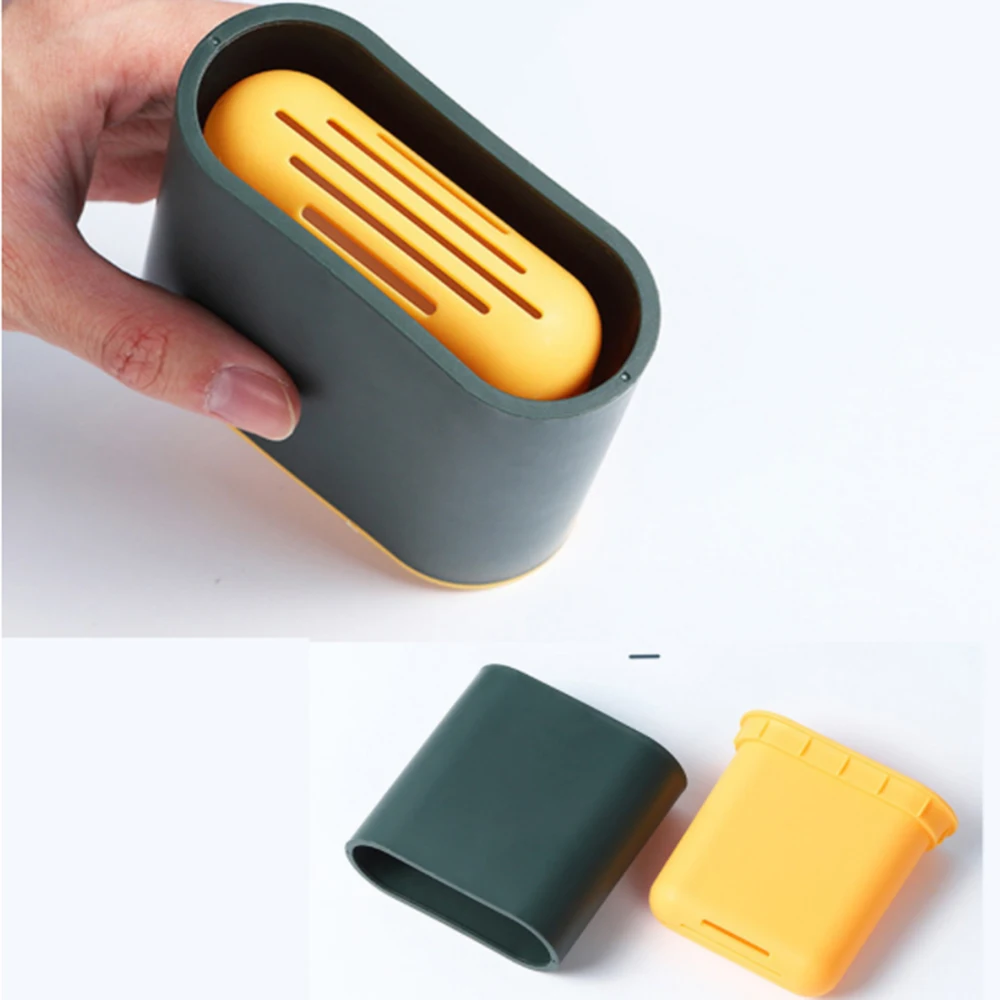 

Silicone Wc Toilet Brush Mounted Flat Head Flexible Soft Bristles Brush With Quick Drying Holderset for WC Accessories Bathroom