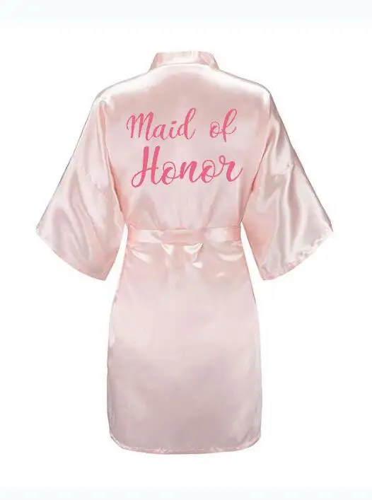pink Maid of Honor Новая одежда для невесты Румяна халаты свадебный наряд Атласный халат одежда для невесты свадьба - Цвет: pink Maid of Honor