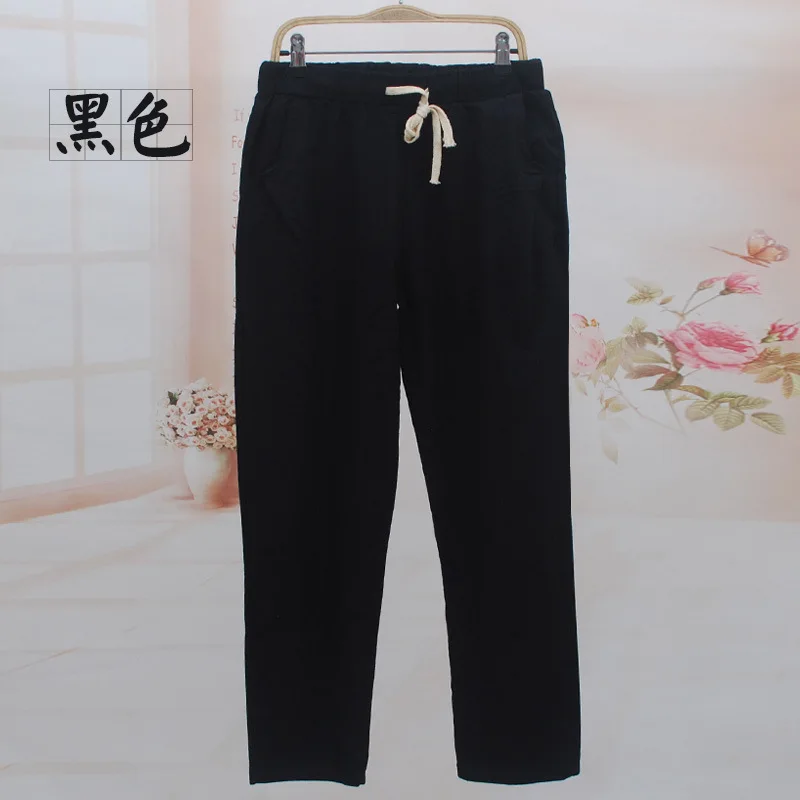 2021 из хлопка и льна тренировочные штаны на каждый день лето весну женские размера