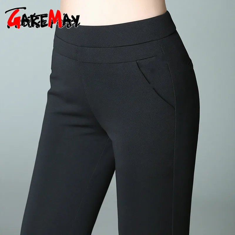 Женские Стрейчевые узкие брюки для женщин повседневные Черные Леггинсы с