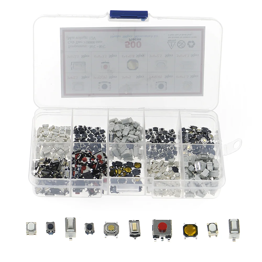 500 шт. 10 типов Тактильный кнопочный переключатель автомобиль дистанционного