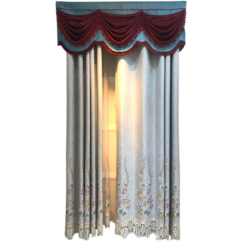 

High-end Living Room Curtains Modern Minimalist Fashion Bedroom Garden Blackout Curtains Relief Openwork Embroidery Screens