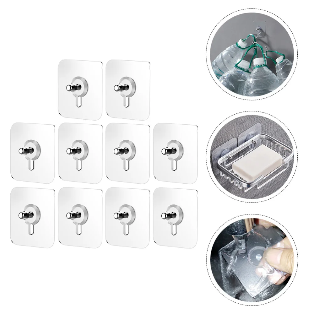 

10pcs Self Adhesive Screws Stickers Home Wall Hooks Door Hook Kitchen Hooks