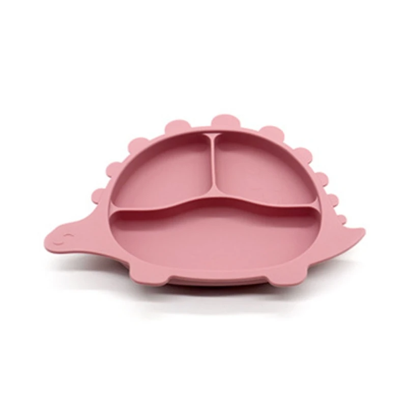 

Cartoon Dinosaur Baby Suction Cup Bowl Divided Dinner Plate Infant Learning Dish K1KC
