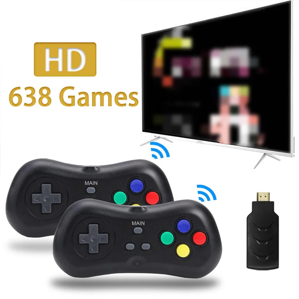 

2.4G Wireless Mini TV Video Game Console HD Built-in 638 Classic Games FC Nostalgic Wireless Games sticks Gamepad Joystick