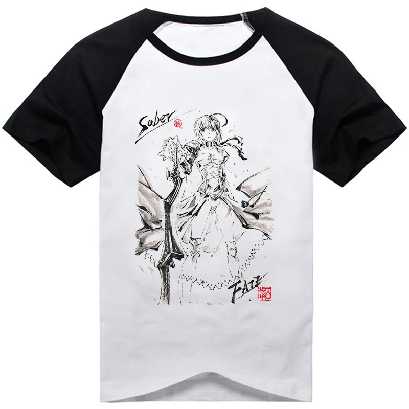 Аниме FGO Fate Grand Order футболка Arturia Pendragon Saber Повседневная унисекс с коротким рукавом