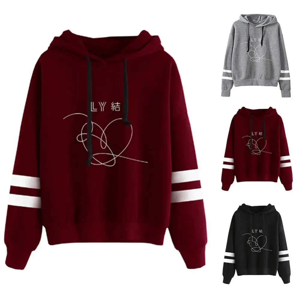 Fashion Women Heart Printed Long Sleeve Loose Pullover Hoodie Sweatshirt Top
