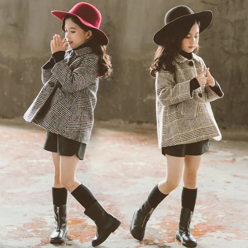 Клетчатый плащ для девочек Детское пальто детская куртка малышей коллекция 2019